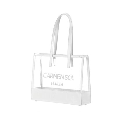 Carmen Sol Capri Clear Mid Tote. Sustainable Vegan Leather