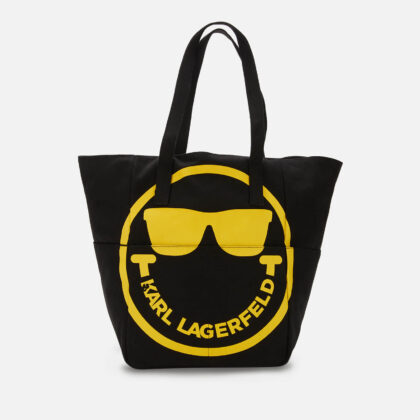 KARL LAGERFELD Women's Karl Smiley Canvas Tote Bag. Sustainable Bags.
