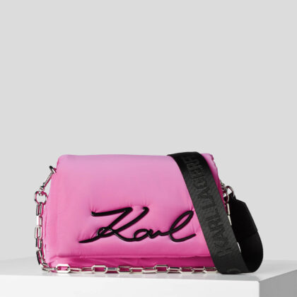 KARL LAGERFELD Women's The Cabinet Of Dr. Kaligari K/Signature Soft Sm Shoulder Bag. Sustainable Bags.