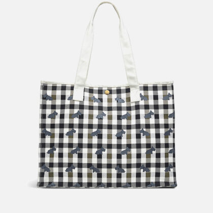 Radley Women's Checked Dog Open Top Tote Bag. Sustainable Bags.