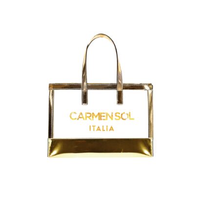 Carmen Sol Venezia Clear Mini Tote. Sustainable Vegan Leather