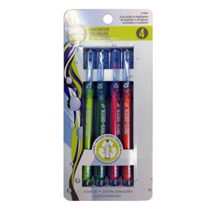 Onyx and Green Recycled PET Fine Tip Highlighters - 4pk. USD6.99